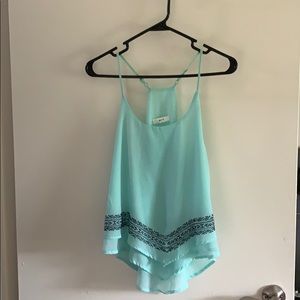 Spaghetti strap turquoise flowy shirt
